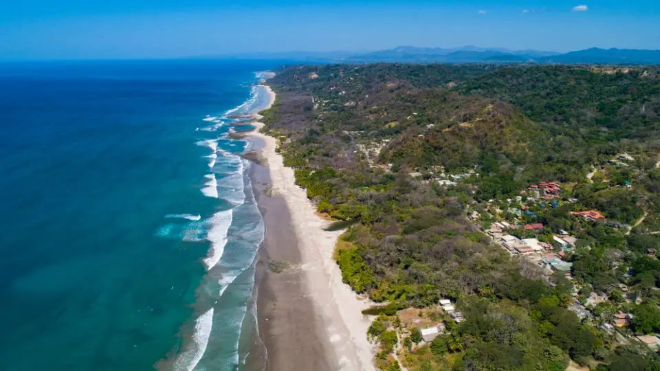 Aerial View from Beach in Santa Teresa in Costa Rica