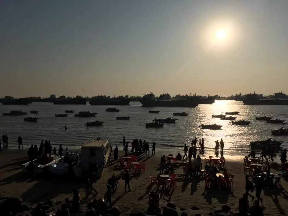 Crowded Patenga Sea Beach in Chottogram, Bangladesh in travel season