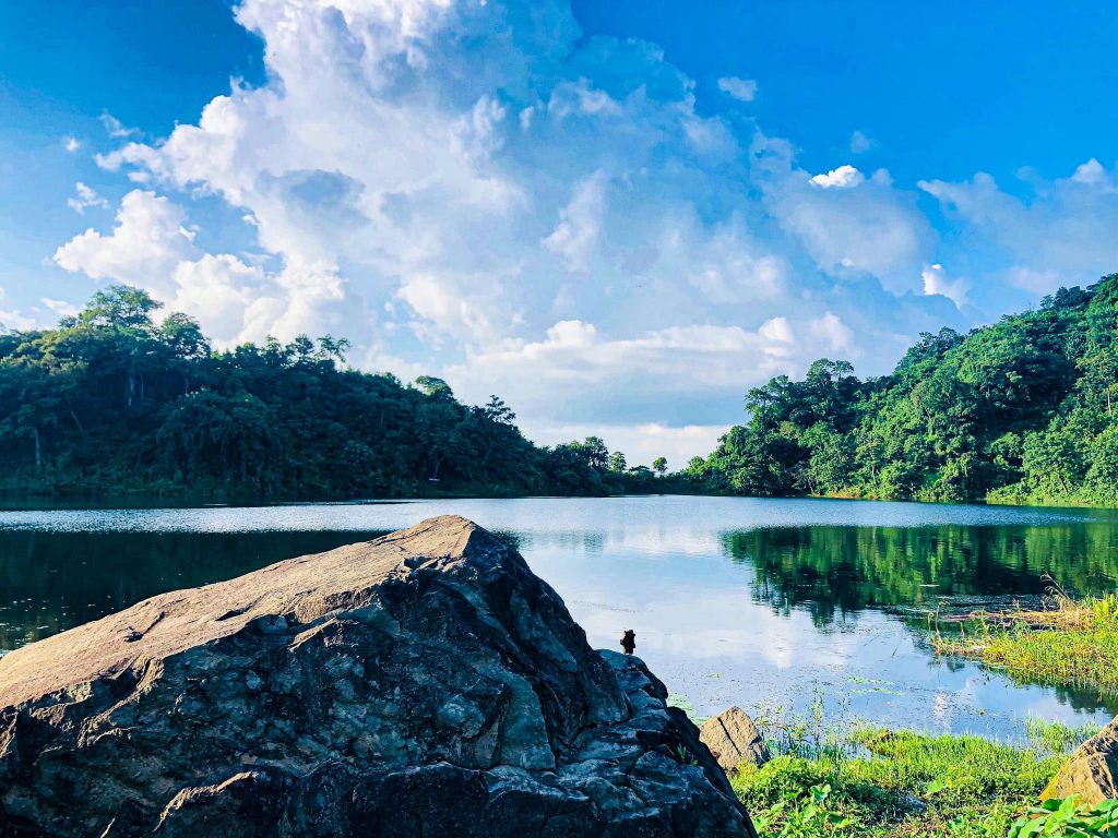 Lake in Keokradong , beautiful sky and green trees in Keokradong. Amazing place to go in Bangladesh