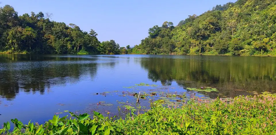 Boga Lake and green trees around. Top tourist attraction in bangladesh