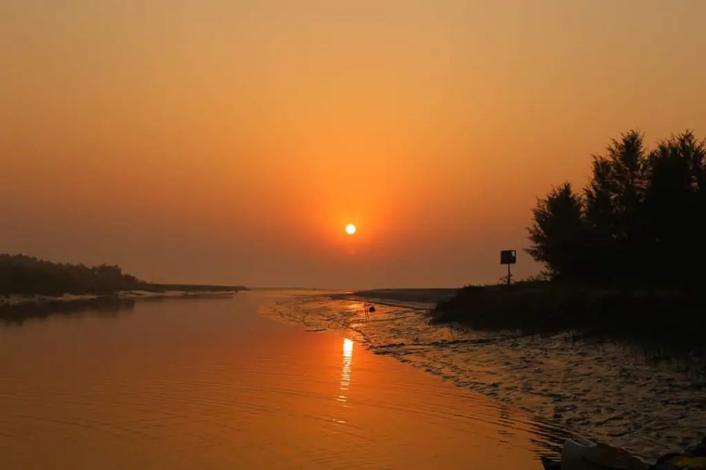 Sonar Chor/Sonar Char/Golden Char/সোনার চর sun set view. The environment is fully golden.
