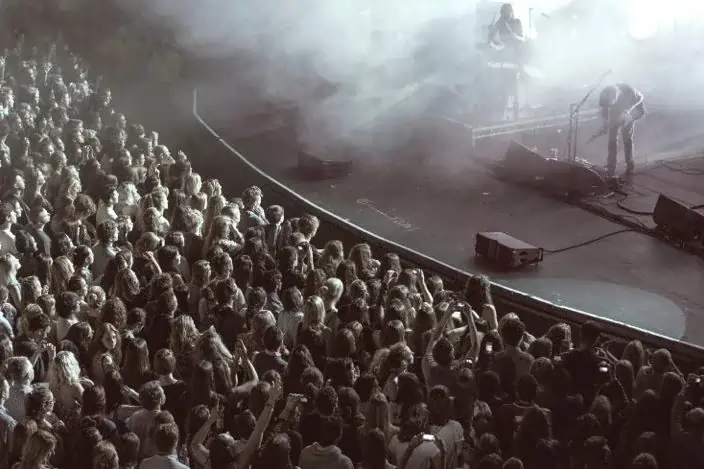 a crowd of people watching a concert